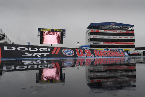 Rain on the track at the Lucas oil NHRA U.S. Nationals